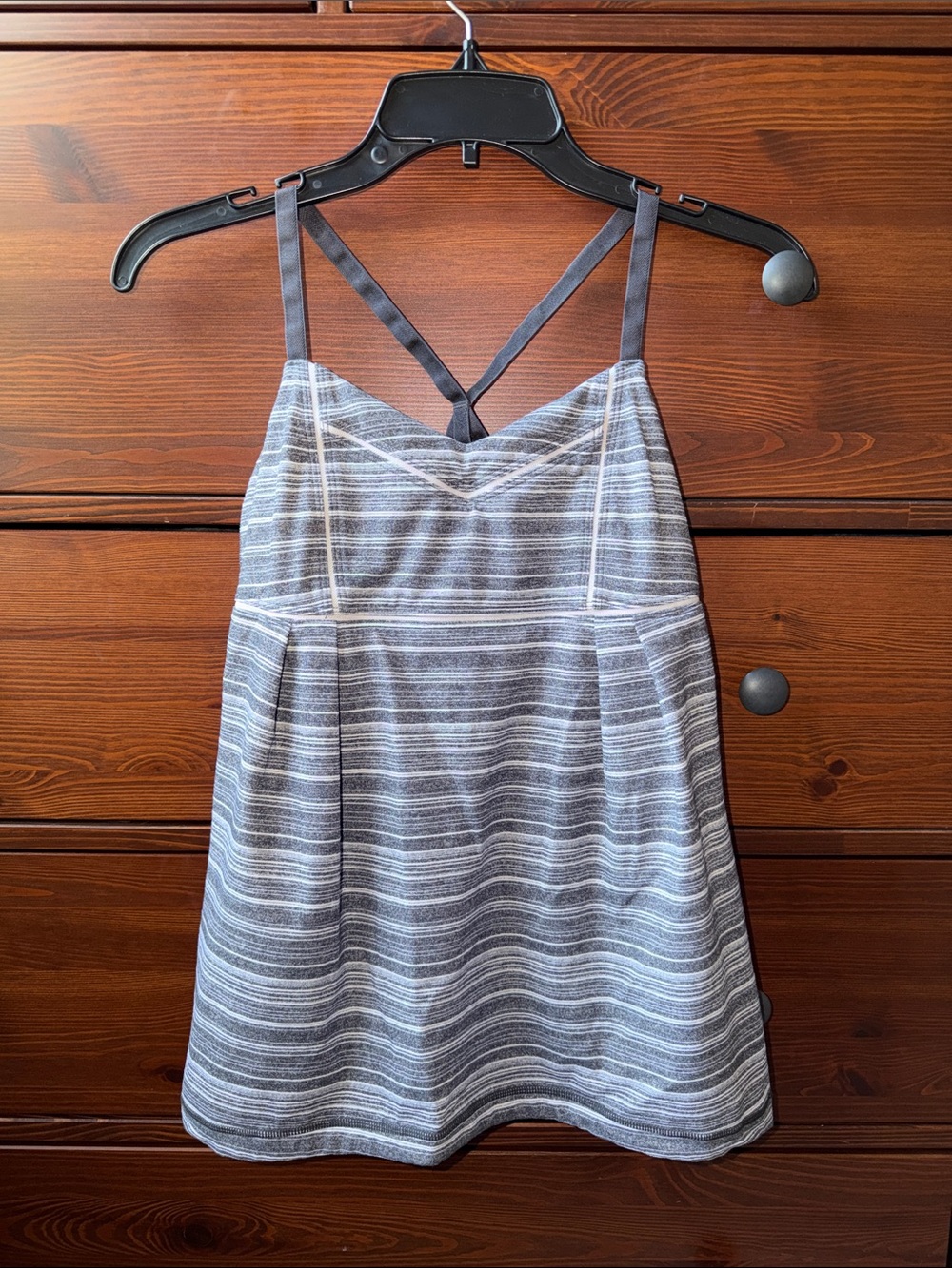 lululemon athletica Gray & White Striped Strappy Tank